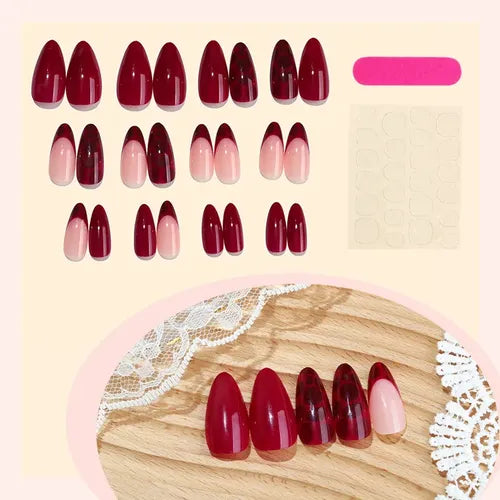 24 Uñas Postizas con Parches Adhesivos y Pegamento | Grado B
