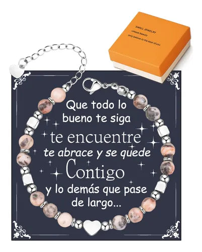 Pulsera Corazón Piedra Natural Acero Inoxidable Pulsera | Grado B