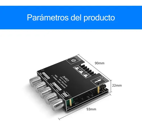 Placa Amplificadora ZK-MT21 2.1 de 200 W con Bluetooth 5.0 Color Negro | Grado B
