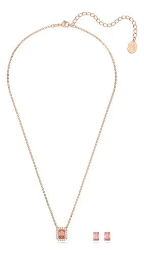 Conjunto de Zirconia Octogonal Color Dorado Rosa | Grado B