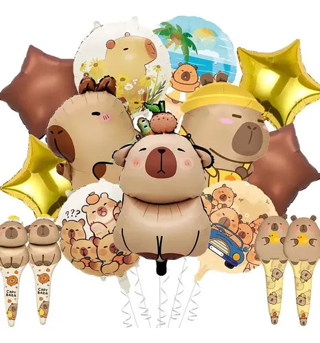 Kit de Globos con Motivo de Capibara para Fiesta de Cumpleaños Color Dorado | Grado B