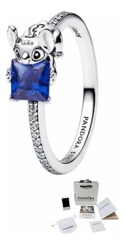 Anillo con Gema Color Blanco Talla 7 Color Plateado