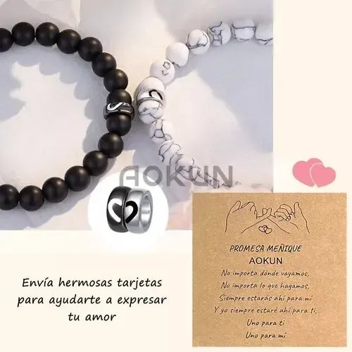 Pulseras Ajustables para Pareja Color Blanco y Negro 18 cm | Grado B