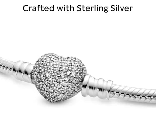 MOMENTS SPARKLING HEART CLASP SNAKE CHAIN BRACELET