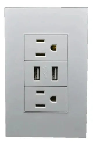 Placa de Contacto Doble con Carga USB Dual de Vidrio Color Blanco | Grado B