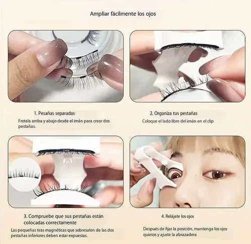 PESTAÑAS MAGNÉTICAS CON APLICADOR Y ESPEJO REUTILIZABLES BLANCO 2.6 CM 6 MM