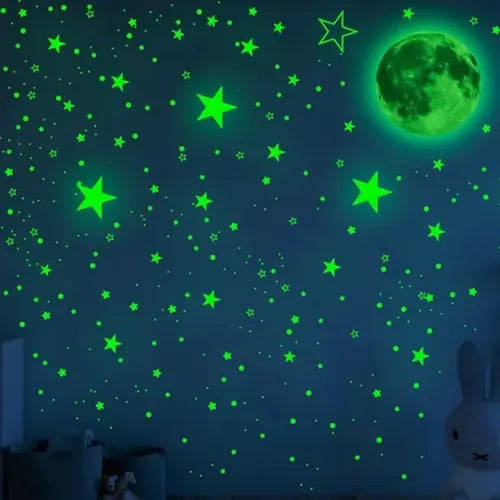 Pegatinas Luminosas de Luna y Estrellas Vinilos Decorativos Verde | Grado B