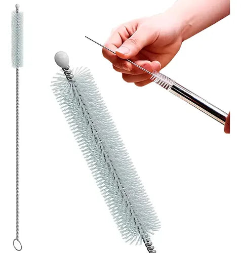 20 Cepillos Limpiadores para Popote de Acero Inoxidable 23 cm | Grado B