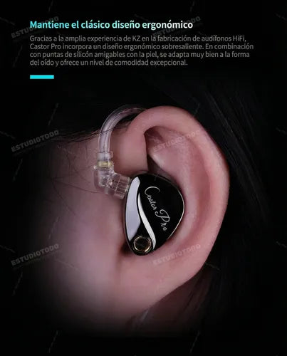 Audífonos Kz Castor Pro Versión Bass Iem Músicos Gamer Kit Negro GRADO B