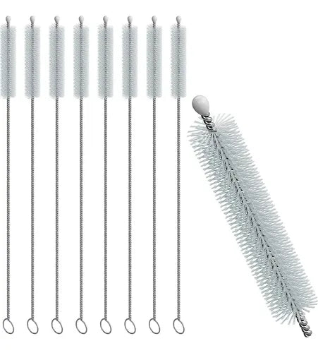 20 Cepillos Limpiadores para Popote de Acero Inoxidable 23 cm | Grado B