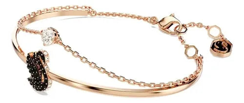 Pulsera con Adorno de Cisne Negro Color Dorado Rosa | Grado B