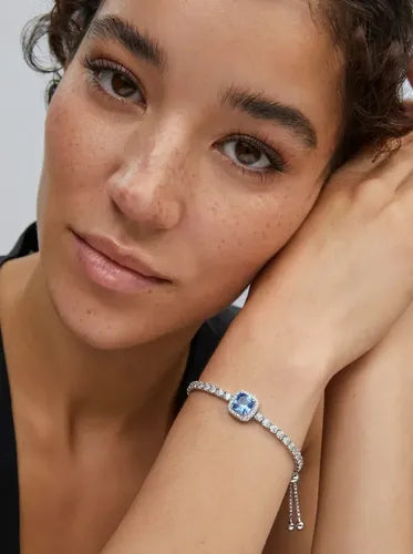 Pulseras con Cristal Amarillo Elegantes para Mujer Color Plateado Regalo | Grado B