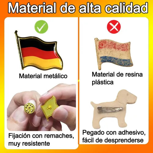 Broche Pin Metálico con Bandera de País | Grado B
