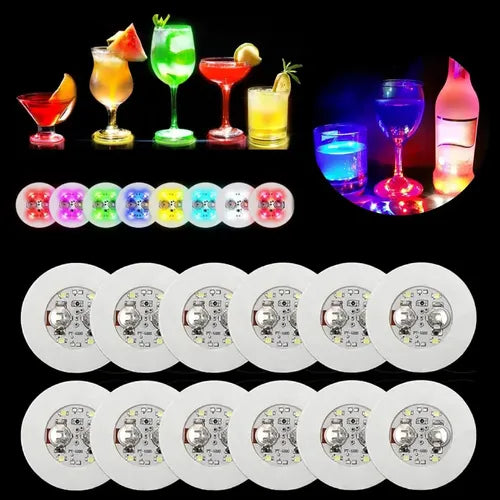 12 Pegatinas para Botellas Posavasos Luces Taza Tapete LED | Grado B