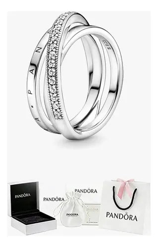 Anillo Pandora De Banda Triple Cruzado Con Pavé Color Rose ...