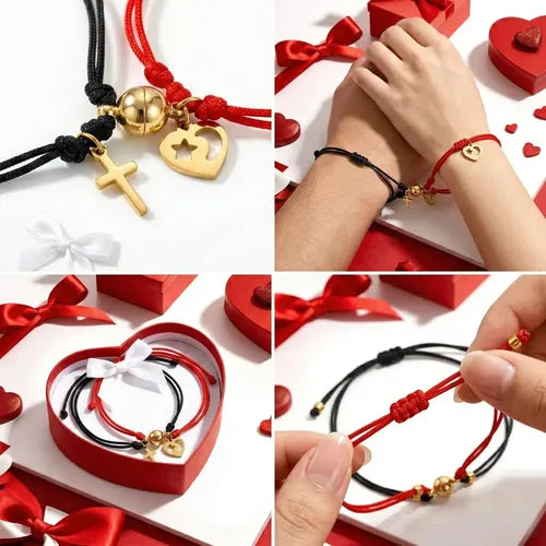 Pulseras para Pareja Ajustables 20 cm Color Dorado | Grado B