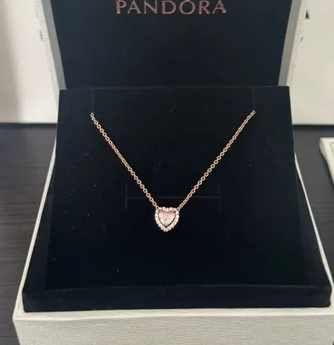 COLLAR CORAZÓN ROSA CON CIRCONITAS COLOR DORADO ROSA 1