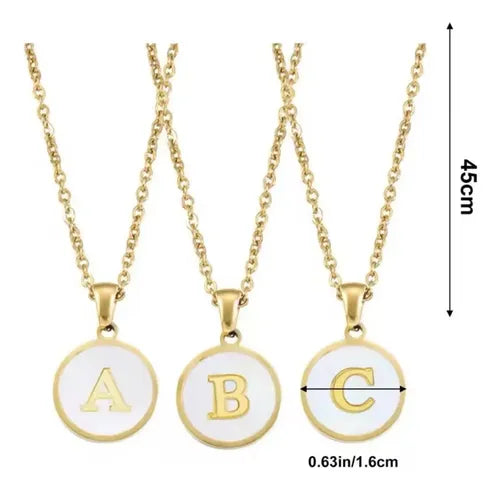Collar Dije Letras Iniciales Acero Inoxidable Doradas Mujer | Grado B