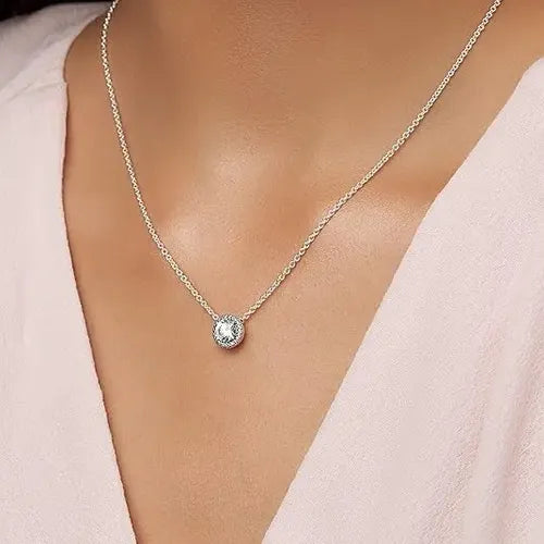 Collar Redondo Brillante con Halo Ajustable Color Plateado | Grado B