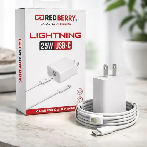 Cargador con Cable Lightning de Carga Rápida 25W para iPhone | Grado B