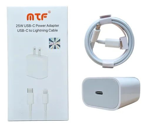 Cargador con Cable Lightning de Carga Rápida 25W para iPhone | Grado B