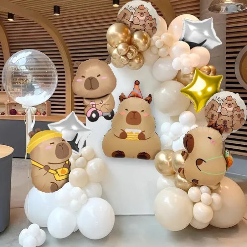 Kit de Globos con Motivo de Capibara para Fiesta de Cumpleaños Color Dorado | Grado B