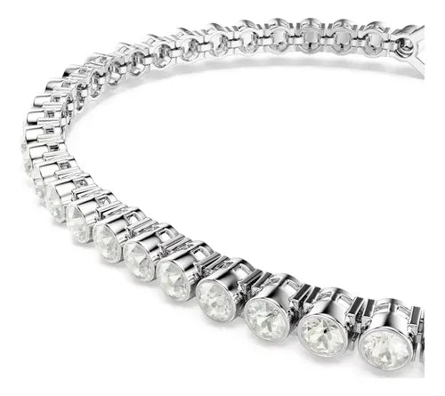 Pulsera Emily de Talla Redonda Blanca Color Plateado | Grado B