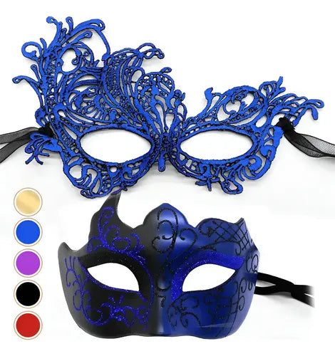 2 Antifaz Fiesta Mascaras Halloween Pareja Carnaval Cosplay | Grado B