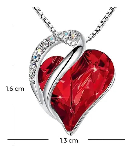 Collar con Colgante de Corazón Latiente Rojo | Grado B