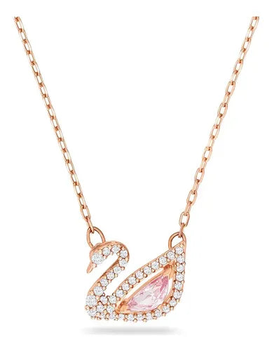Collar de Cisne Pequeño con Cristales Color Dorado Rosa | Grado B