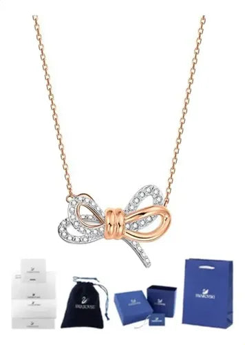 Collar de Cisne con Cristal Color Dorado Rosa | Grado B