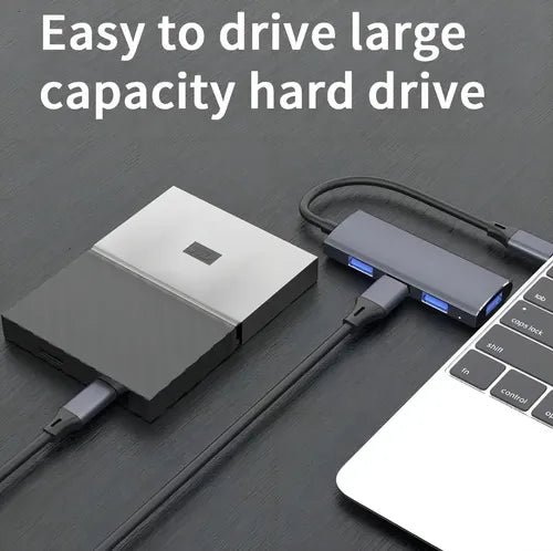 Jeeyee Hub USB 3.0 4 Puertos Alta Velocidad con Protección de Sobrecarga Gris | Grado B