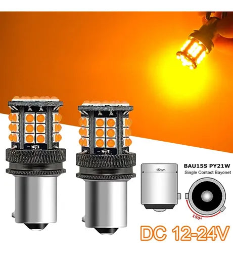 2 Foco LED 1156 BAU15S PY21W Auto Direccionales sin Error | Grado B