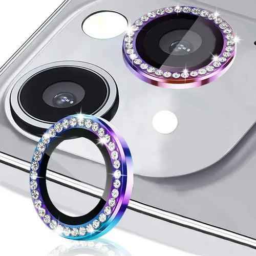 Mica Lente Cámara Glitter Diamantes para iPhone Individual | Grado B