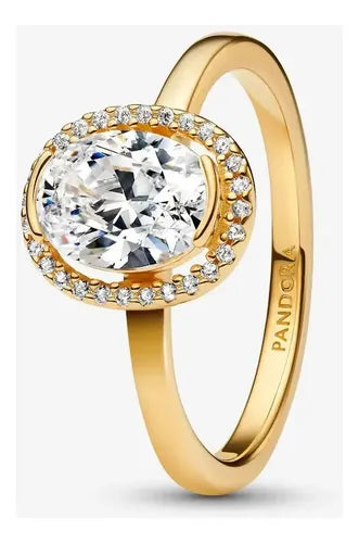 Anillo Doble Halo Brillante Color Plateado | Grado B