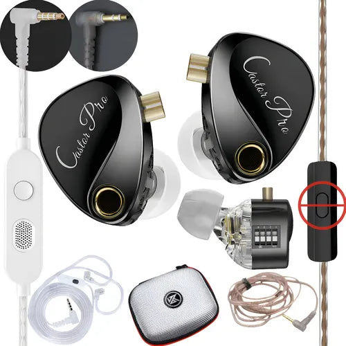 Audífonos Kz Castor Pro Versión Bass Iem Músicos Gamer Kit Negro GRADO B