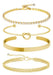 4 Pulseras Brazalete con Cristales Color Dorado Antioxidable | Grado B