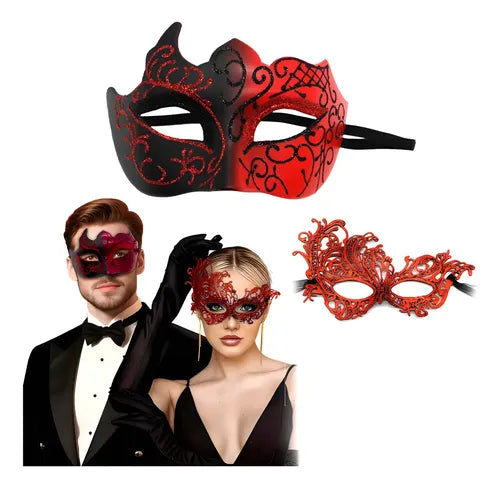 2 Antifaz Fiesta Mascaras Halloween Pareja Carnaval Cosplay | Grado B