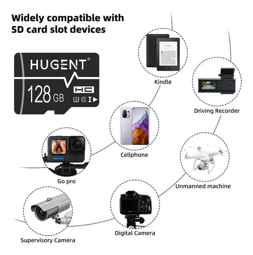 Tarjeta de Memoria SD Hugent 128 GB U3 V30 | Grado B