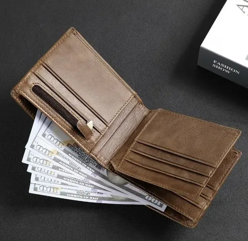 Cartera Billetera de Hombre con Protección RFID Color Marrón | Grado B