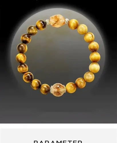 Pulsera Unisex Riqueza Abundacia Ojo de Tigre y Citrino 1 CM | Grado B