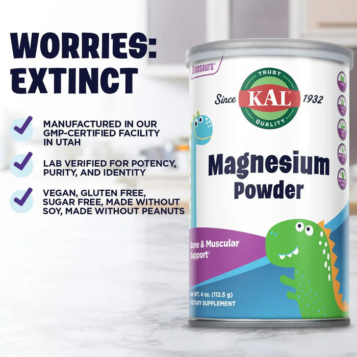 Citrato de Magnesio KAL en Polvo para Niños, Sin Sabor, 112.5 g GRADO B