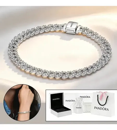 Pulsera Cubana Neutra Color Plateado | Grado B