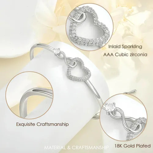Pulsera de Corazón Ajustable para Mujer Color Plateado | Grado B