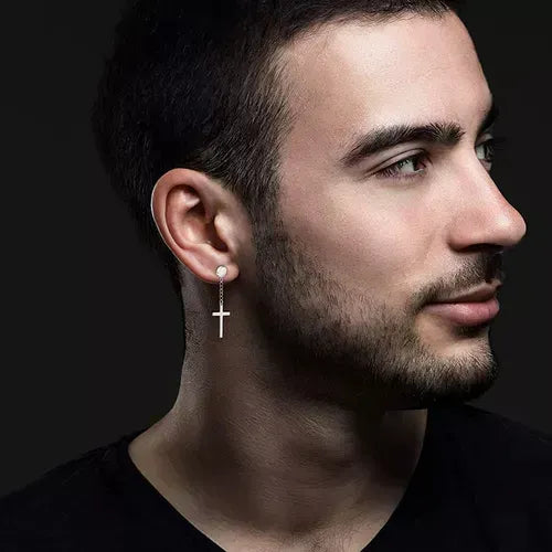 15 Pares de Aretes Arracadas para Hombre en Acero Inoxidable Color Plateado | Grado B