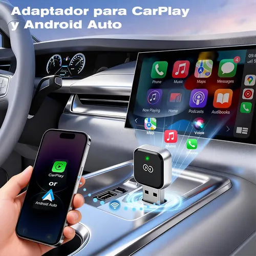 Adaptador Inalámbrico 2 en 1 para CarPlay y Android Auto | Grado B