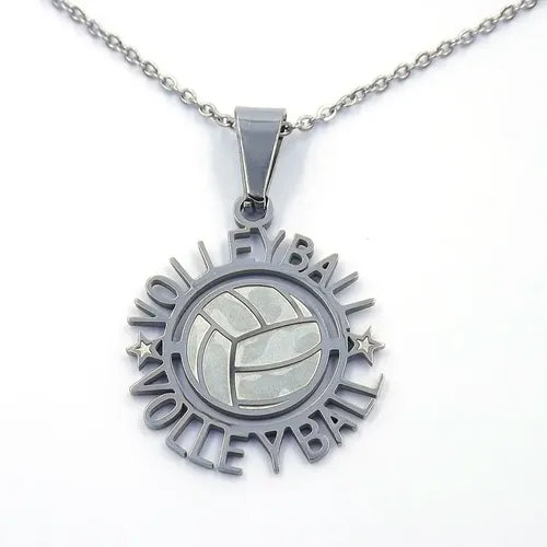 Collar Balón de Voleibol Acero Inoxidable Moda Deporte Unsex Plateado | Grado B