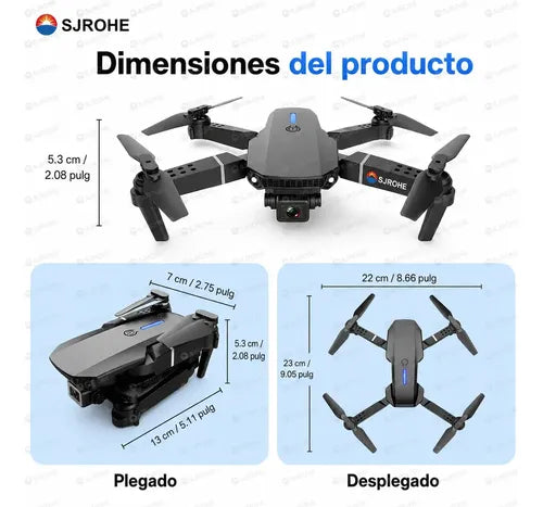 Mini Dron Sjrohe con Doble Cámara 4K, Giro 360, 4 Hélices de Repuesto y 2 Baterías Color Gris | Grado B