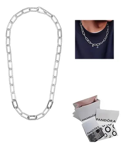 Collar de Cadena Lisa para Adulto Color Plateado | Grado B