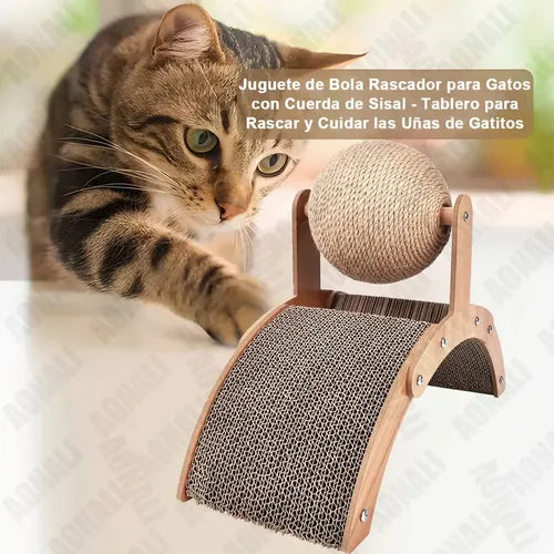 ACCESORIO DE BOLA RASCADORA ONDULADA PARA GATOS, SISAL DORADO